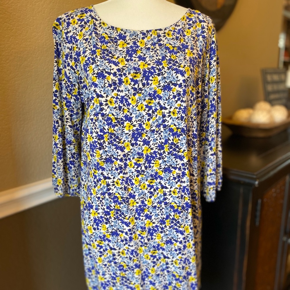 Old Navy Blue/Yellow/White Floral Dress Size Large EUC